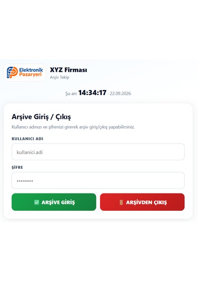 Arşiv Giriş/çıkış Takip Modülü 100 Personel, 2000 Kayıt, Canlı Pano