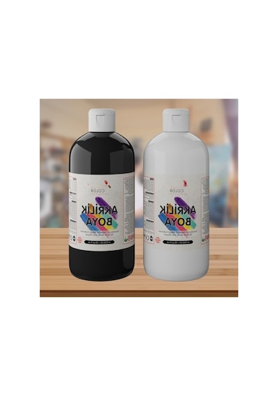 Akrilik Boya Seti - Beyaz Ve Siyah, 2 X 500gr 0,15 L