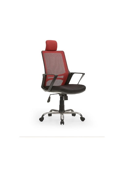 Arya2 Bilgisayar Koltuğu - Ofis - Müdür - Büro - Çalışma Sandalyesi Kırmızı Siyah Renk Krom Ayaklı Kırımızı Siyah