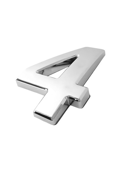Yapışkanlı Kapı Numarası Küçük Boy 50 Mm 5 Cm Numara 4 Rakam Dört Sayısı Krom Renk Numaralar 1 Adet Diğer