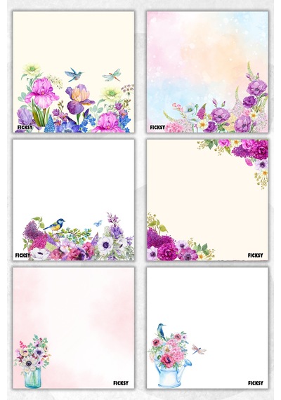 Çiçek Bloknot - 9 9 Cm Ebat- 50 Yaprak - Notepad - Memopad - Çizgisiz Not Kağıdı- To Do List - 2105