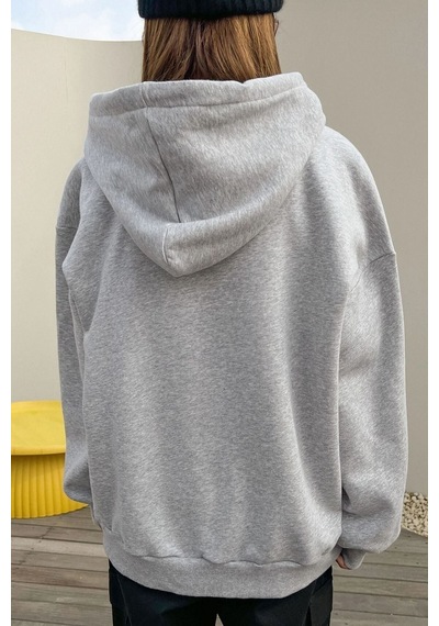 Uyguntarz Unisex Over Thinking Baskılı Sweatshirt Gri
