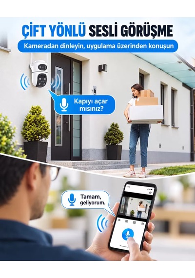 İcsee Set 4 Kameralı 2 Sabit+ 2 Hareketli Akıllı Güvenlik Kamera Seti 64gb Hafıza Kartlı