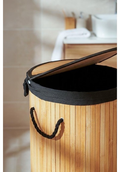 Digithome Yuvarlak Bambu Çamaşır Sepeti Naturel Cl-6001-08 C1-1-121 Diğer