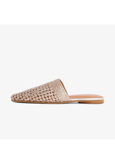 Tommy Hilfiger Crochet Metallic Leather Mule Kadın Kahverengi Terlikfw0fw08606