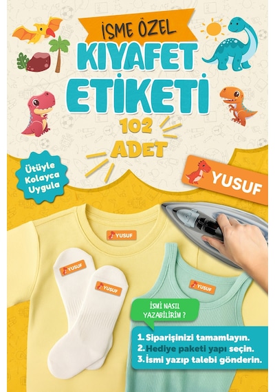 Kıyafet Etiketi - Okul Kıyafetlerine Kişiye Özel 30 Saniyede Kolay Uygulama Yıkanabilir - Yıldızlar Beyaz