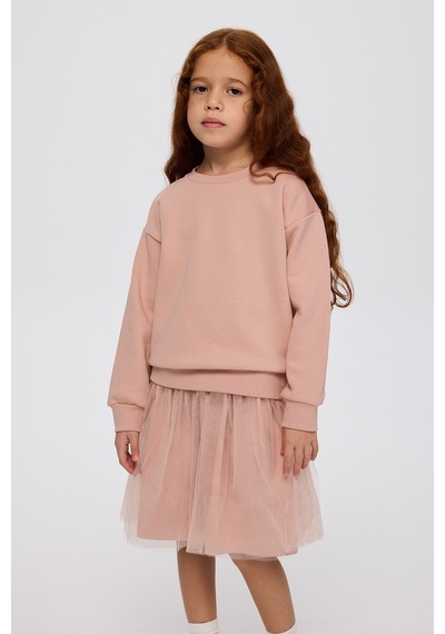 Panço Kız Çocuk Eteği Tüllü 2 Parçalı Pudra Elbise Pembe