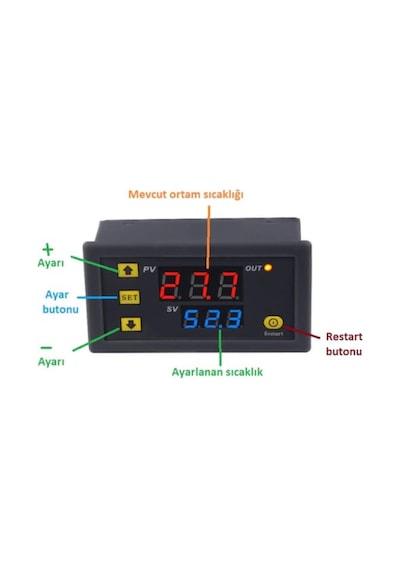 Rfkumanda-W3230 220V Ac Dijital Sıcaklık Kontrol Cihazı Led Ekran Termostat