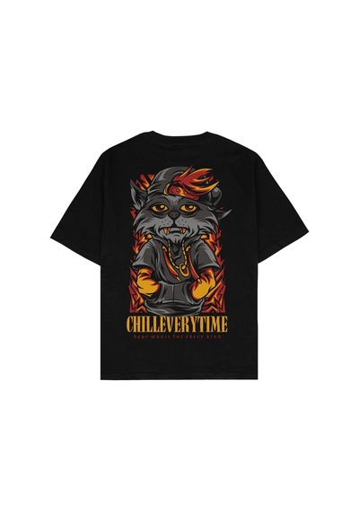 Adrift Chill Everytime Siyah Oversize Unisex T-shirt Siyah