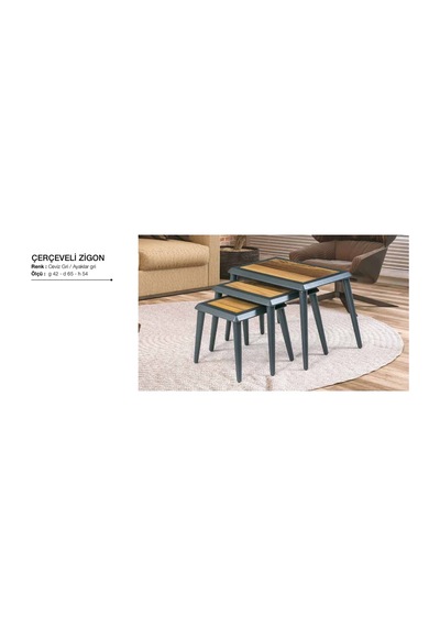Zigon Osm Çerçeve Model Sehpa Parlak Ceviz Krem Ahşap Kayın Torna