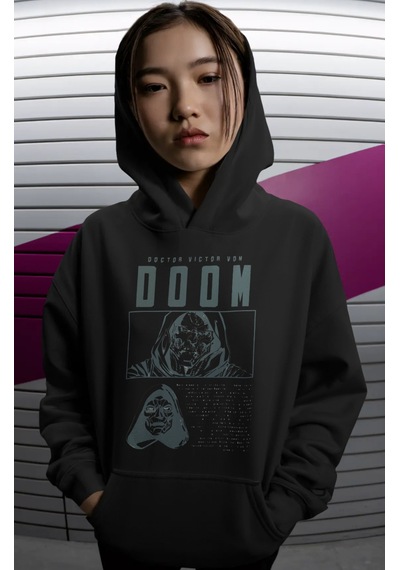 Sevbano Doctor Doomsday Film Kahramanı Sırt Baskılı Unisex Oversize Premi Siyah