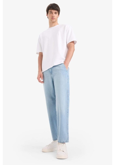 Defacto %100 Pamuk Relax Fit Geniş Paça Jean Kar Yıkamalı Pantolon E1376ax25smnm39 Mavi