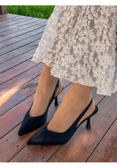 Ervanın Butiği Siyah Süet Ketty Kadın Topuklu Stiletto-6054