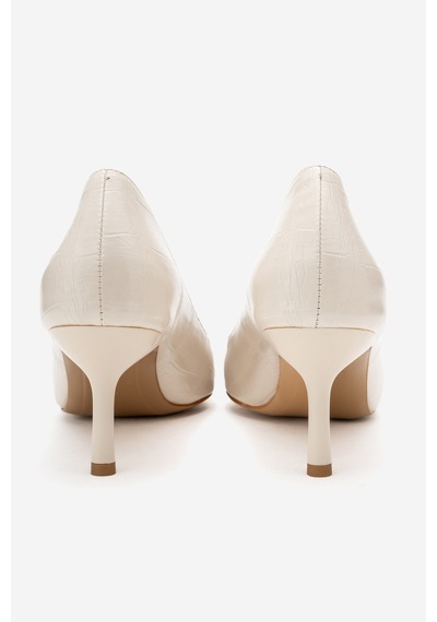 Dericlub Kadın Sivri Burun Croko Stiletto Vegan Deri Zy 4019 Croko Bej