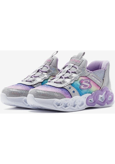 Skechers İnfinite Heart Lights Küçük Kız Çocuk Gri Işıklı Spor Ayakkabı 303755n Smlt Gri