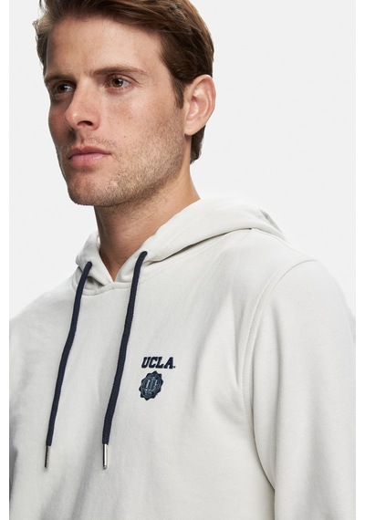 Ucla Nevada Bej Kapüşonlu Baskılı Standard Fit Erkek Sweatshirt Bej