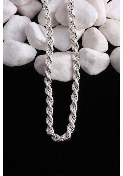 Omar Silver Unisex Halat Gümüş Zincir 5 Mm Elmas Kesim Gümüş Koly