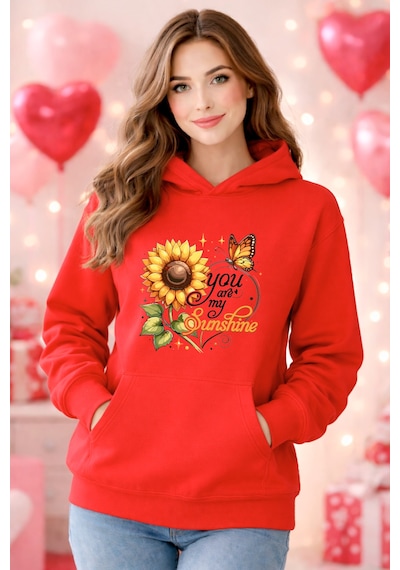 Stil X Sevgililer Gününe Özel, Kapüşonlu Kadın Sweatshırt, Valentıne's Day Kırmızı-13