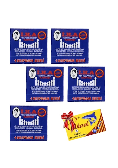 Iha Kibrit Kantaşı 5 Adet 20'li Kart Shark Chrome 5'li Jilet Kullan-at Kanama Durdurucu Kan Taşı