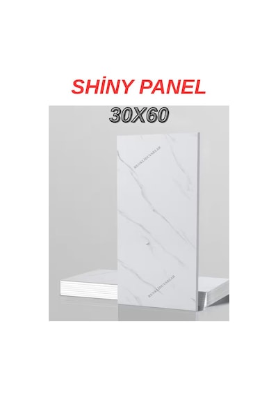 10 Adet 30x60 Cm Parlak Yapışkanlı Duvar,banyo,tezgah Arası Kaplama Duvar Paneli Kağıdı Cf-1035 Beyaz
