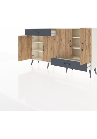 Arges Konsol 5 Raflı 2 Çekmeceli 4 Kapaklı 176x30x99 Aytaşı-çam/a Aytaşı-çam/antrasit