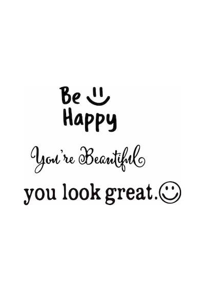 Be Happy You're Beautiful You Look Great Dekoratif Duvar Ayna Cam Dekor Yazı Sticker 3'lü