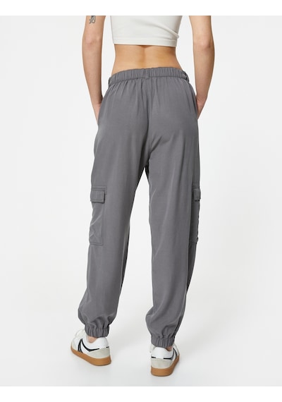 Koton Kargo Jogger Pantolon Cepli Lyocell Kumaş Gri 4sal40039ıw Gri