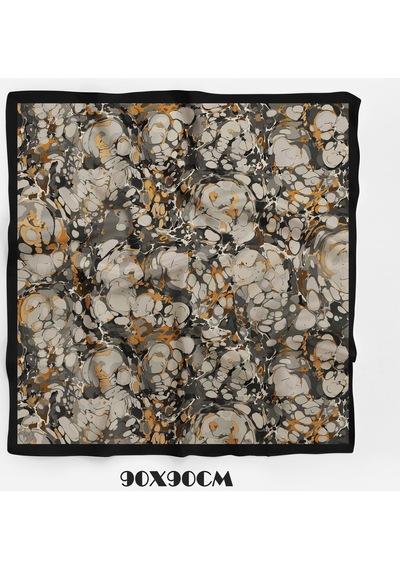 Ochre Desen 90x90cm Matte Cotton Eşarp Siyah - Vizon