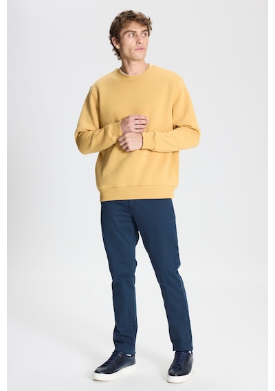 AC&Co / Altınyıldız Classics Erkek Hardal Standart Fit Normal Kesim İçi Polarlı Bisiklet Yaka Sweatshirt Hardal