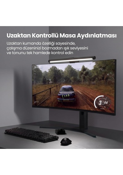 Ef-354 Kablosuz Kumandalı, Dokunmatik Ayarlanabilir Bilgisayar Monitör Işık Çubuğu Siyah