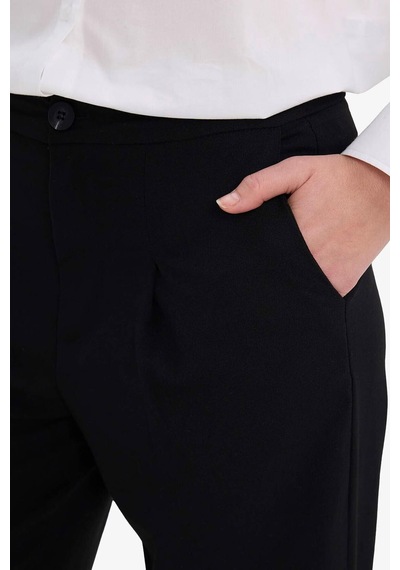 Defacto Wide Leg Çift Cepli Yüksek Bel Geniş Paça Pantolon G3822ax25aubk81 Siyah-bk81