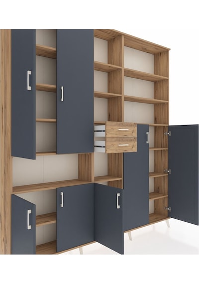 Arges Dolap 17 Raflı 2 Çekmeceli 7 Kapaklı 220x30x243 Çam-antrasit/çam Antrasıt/atlas Çam Arges Dolap 17 Raflı 2 Çekmeceli 7 Kapaklı 220x30x243 Çam-antrasit/çam Antrasıt/atlas Çam
