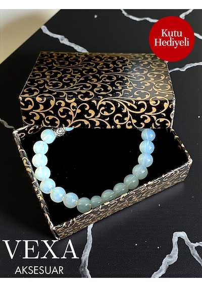 Opal Taşı Bileklik Doğaltaş Bileklik Opal Taşı Ay Taşı 8mm - Kutu Hediyeli Çok Renkli