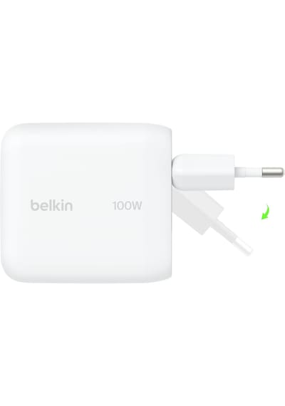 Belkin Boostcharge Usb-c Fiş Tipi Şarj Cihazı 100 W, Gan Kompakt Ve Katlanabilir Macbook Ve İphone İçin Hızlı Şarj, 1,5 M Usb-c Kablo Dahil, Beyaz 1-Beyaz