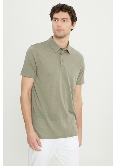 AC&Co / Altınyıldız Classics Erkek Hakı Pamuklu Slim Fit Dar Kesim Polo Yaka Tişört Haki
