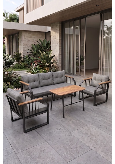 Lavin Serisi 1.sınıf 3+1+1 Bahçe Balkon Oturma Grubu Siyah Metal İskelet Gri Minderli Orta Sehpalı Siyah İskelet Gri Minder Lavin Serisi 1.sınıf 3+1+1 Bahçe Balkon Oturma Grubu Siyah Metal İskelet Gri Minderli Orta Sehpalı Siyah İskelet Gri Minder