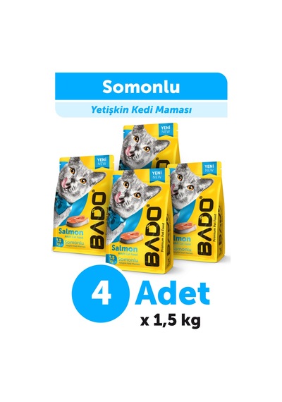 Bado Yetişkin Kedi Maması Somonlu 1,5 Kg 4'lü