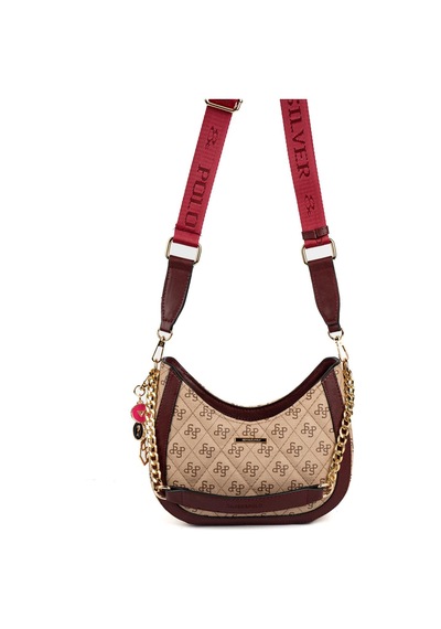 Silver Polo Sp1168 Kadın Omuz Çantası Monogram Koyu Bej-bordo