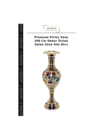 Premium Pirinç Vazo 100 Cm Dekor Ürünü Salon Süsü Göz Alıcı Diğer