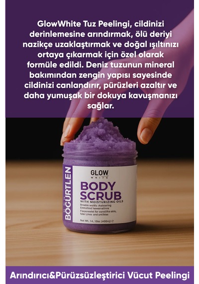 Glow Whıte Böğürtlen Body Scrub 400g Cildi Arındıran, Nemlendirici Ve Canlandırıcı Tuzlu Vücut Peelingi