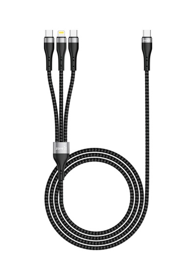 Zr-45 3in1 Usb-a To Lightning - Type-c - Type-c Şarj Ve Data Kablosu 20w 1.5m