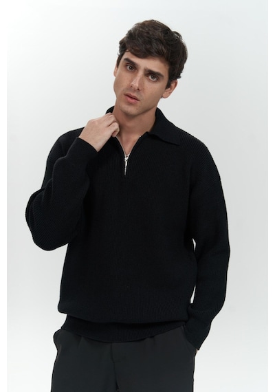 Mai Collection Mai Studios Co. Oberon Polo Yaka Yarım Fermuarlı Siyah Erkek Triko Kazak Siyah Mai Collection Mai Studios Co. Oberon Polo Yaka Yarım Fermuarlı Siyah Erkek Triko Kazak Siyah