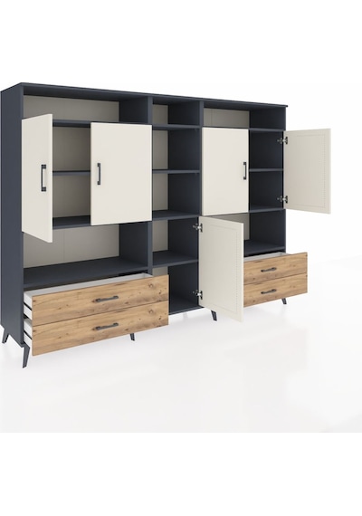 Hyperion Dolap 12 Raflı 4 Çekmeceli 5 Kapaklı 220x44x163 Antrasit Antrasit-aytaşı/çam Hyperion Dolap 12 Raflı 4 Çekmeceli 5 Kapaklı 220x44x163 Antrasit Antrasit-aytaşı/çam