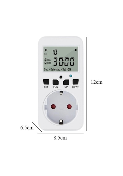 Wellhise Tm08 Hassasiyet Ayarlı Fotoselli Priz - Geri Sayımlı Işık Sensörü 16a/3680w 1