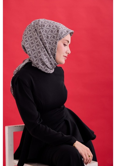 Silk Home Twill İpek Eşarp 11479-10 Koyu Gri, Gümüş