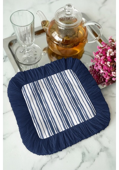 Lüks Çizgili Saçaklı Servis Kokteyl Peçetesi - Deniz Esintili Modern Lacivert Bardak Altlığı Mendil Pastel Yosunlu Arduvaz Lüks Çizgili Saçaklı Servis Kokteyl Peçetesi - Deniz Esintili Modern Lacivert Bardak Altlığı Mendil Pastel Yosunlu Arduvaz