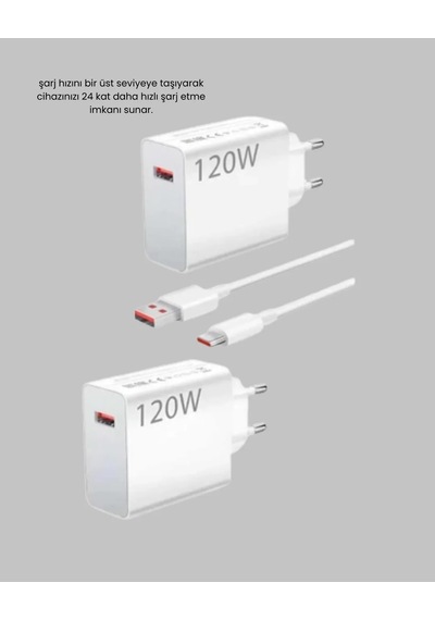 120w Hızlı Şarj Başlığı Ultra Güçlü Type-c Adaptör Kablo Dahil Diğer