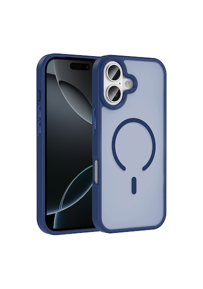 Apple Uyumlu iPhone 17 Kılıf M-safe Şarj Özellikli Mat Arka Yüzey Zore Sio Kapak Lacivert