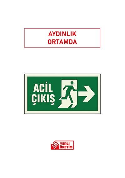 Fosforlu Acil Çıkış Yön Levhası Fotolümen Özellikli, Dayanıklı Ve Standartlara Uygun Yön Tabelası