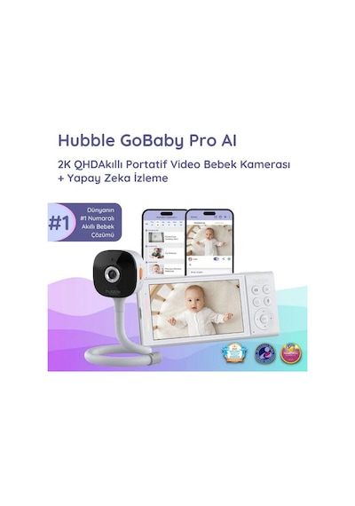 Hubble Gobaby Pro Ai Wifi Connect 5'' Dijital Ekranlı Kamera Beyaz